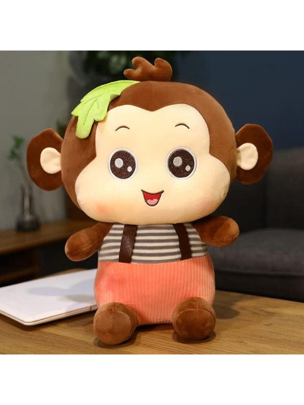 Brown - Fluffy Monkey Plush Toy – Huggable Stuffed Animal for Kids & Toddlers 8 inch - MS9585.
