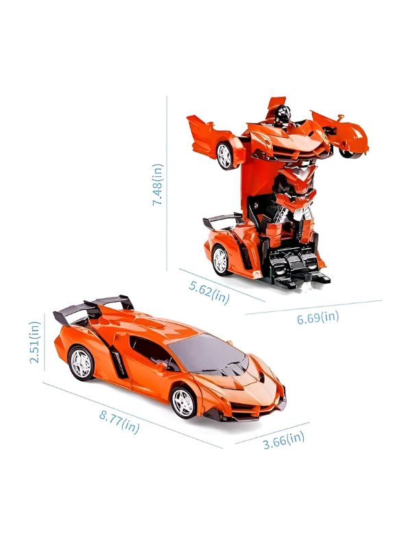 Transformax - 2-in-1 Convertible Remote Control Car & Robot | Rechargeable Deformation RC Racing Vehicle Toy for Boys & Girls - MS12892.