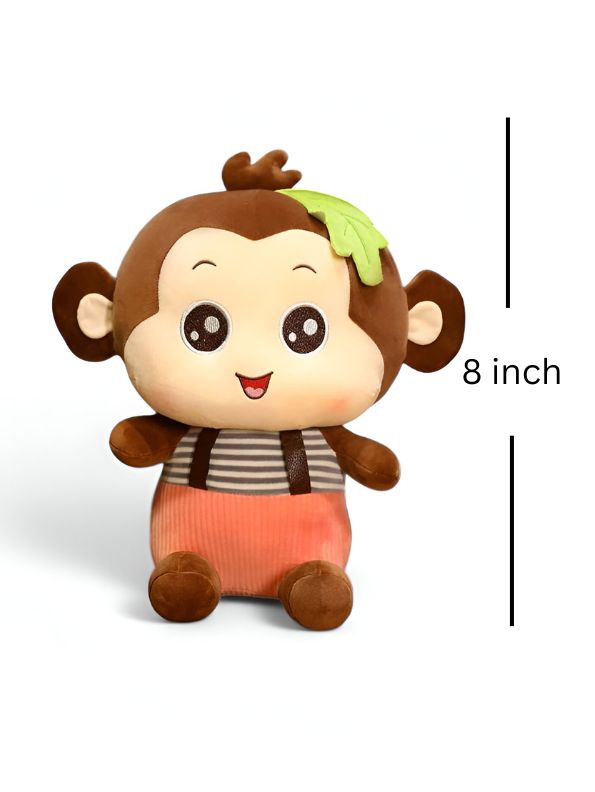 Brown - Fluffy Monkey Plush Toy – Huggable Stuffed Animal for Kids & Toddlers 8 inch - MS9585.