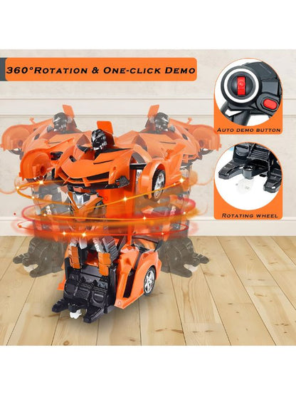 Transformax - 2-in-1 Convertible Remote Control Car & Robot | Rechargeable Deformation RC Racing Vehicle Toy for Boys & Girls - MS12892.