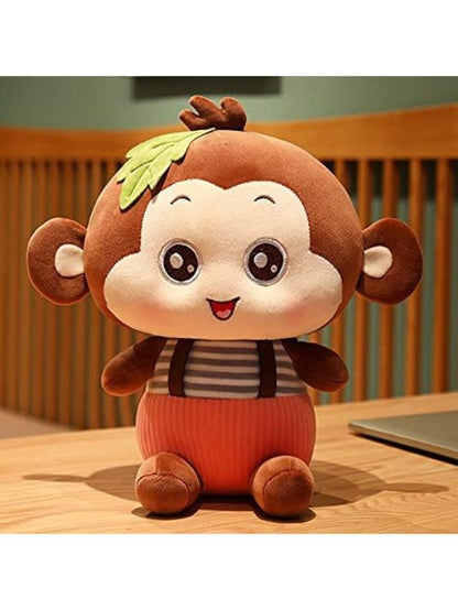 Brown - Fluffy Monkey Plush Toy – Huggable Stuffed Animal for Kids & Toddlers 8 inch - MS9585.