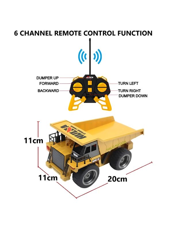 MudMonster X5 – Advanced 5-Channel Remote Control Dump Truck Toy for Kids with Realistic Features - MD1011.